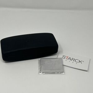 New Starck Eyes Hardshell Eyeglass Sunglass Case Black Papers & Cleaning Cloth